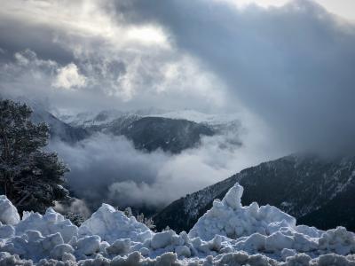 photograph “II.2019” par David Farreny — www.farreny.net — Andorre, Andorra, La Massana, Pal, Vallnord, Arinsal, Pyrénées, Pyrenees, montagnes, mountains, hiver, winter, neige, snow, nuages, clouds, arbre, tree, froid, cold, forêt, forest, tas, pile, heap, nature, paysage, landscape, ciel, sky