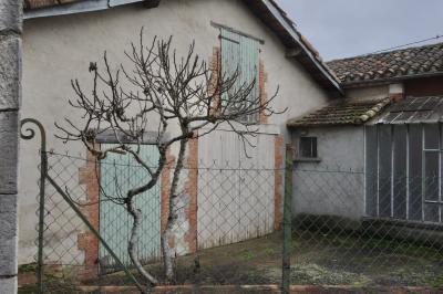 photograph “I.2024 — Whatever” par David Farreny — www.farreny.net — France, Occitanie, Tarn-et-Garonne, Septfonds, bâtiment, building, portail, gate, porte, door, fenêtre, window, volets, shutters, bois, wood, grillage, fencing, clôture, fence, pierre, stone, brique, brick, serre, greenhouse, verre, vitre, glass, toit, roof, tuiles, tiles, métal, metal, câble, cable, fil, wire, arbres, trees, hiver, winter
