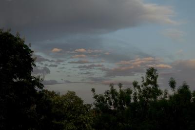 photograph “IV.2025 — Whatever” par David Farreny — www.farreny.net — France, Occitanie, Gascogne, Gascony, Lomagne, Gers, soir, evening, ciel, sky, nuages, clouds, arbres, trees, feuillage, foliage, carte postale, postcard